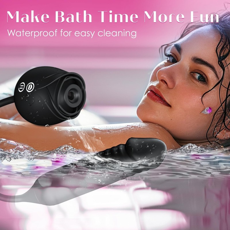 Dildo Vibrator Women Sex Toys - APP Control Rose Sucking Vibrater (Black) gallery