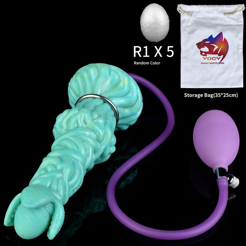 Monster Dildo Huge Fantasy Dildo Inflatable&Hand-Push Lay Eggs Green Anal Dildos gallery