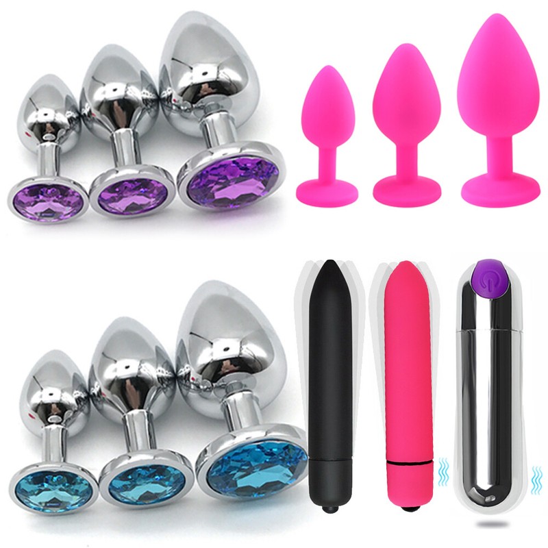 Anal Butt Plug STAINLESS S/M/L Set Sex Toy for Women Men Couple Metal Silicone