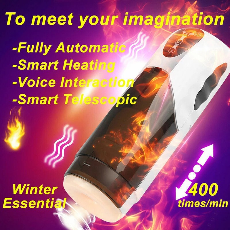 Masturbaters Automatic HandsFree Male Telescopic Heating Cup Stroker Men Sex Toy gallery