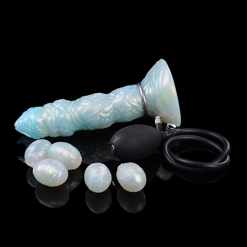 Alien Ovipositor Dildo Hollow Penis with 5 Laying Eggs Silicone Sex Toy Women gallery