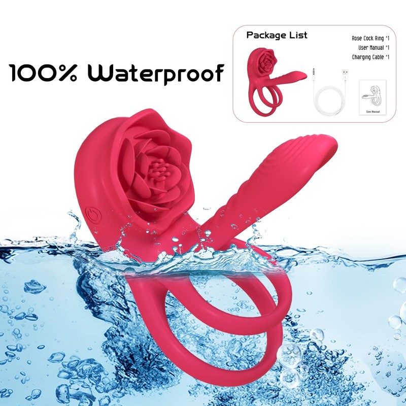 Vibrating Cock Ring Penis Sleeve Rose Clitoral Stimulator Sex Toys for Men Women gallery