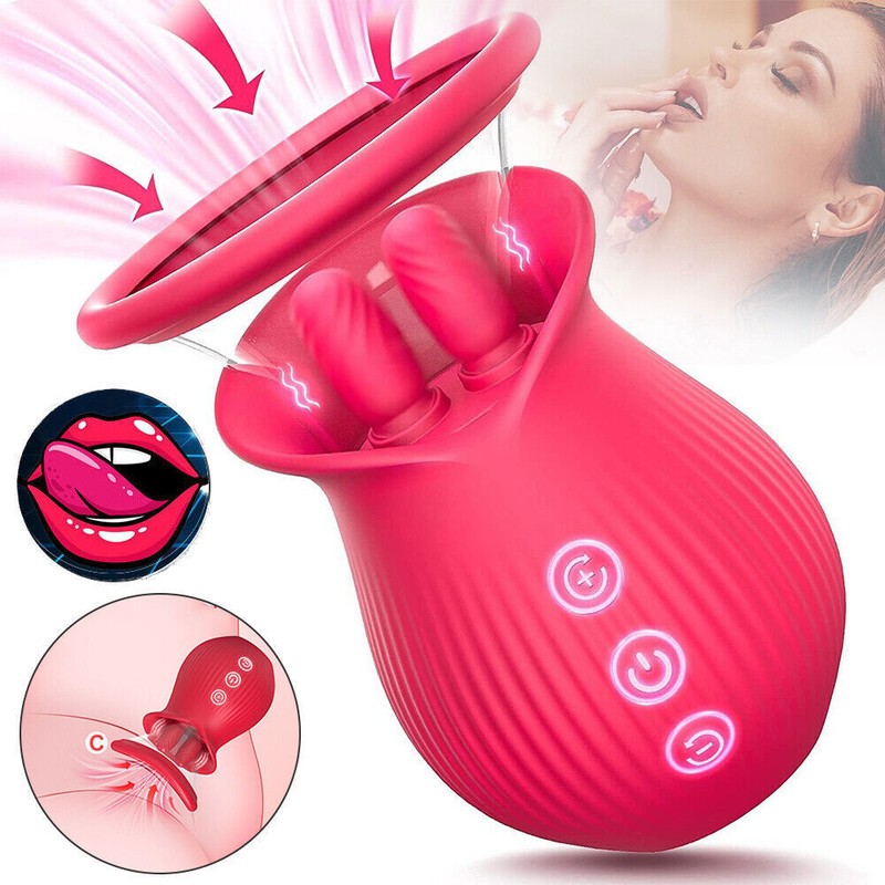 Sucking Vibrator Clit Tongue Licking G-Spot Dildo Massger Oral Sex Toy for Women