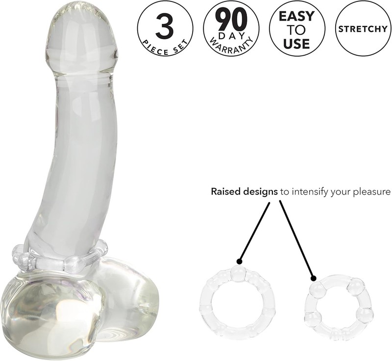 Cal Exotics Set of 3 Silicone Island Rings Clear - Penis Cock Enhancer Ring gallery