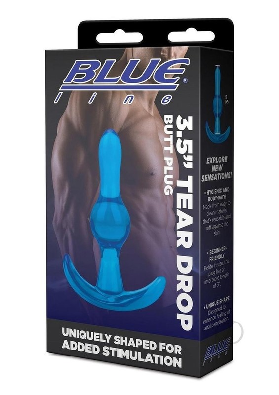 Blue Line Tear Drop Butt Plug 3.5in – Blue