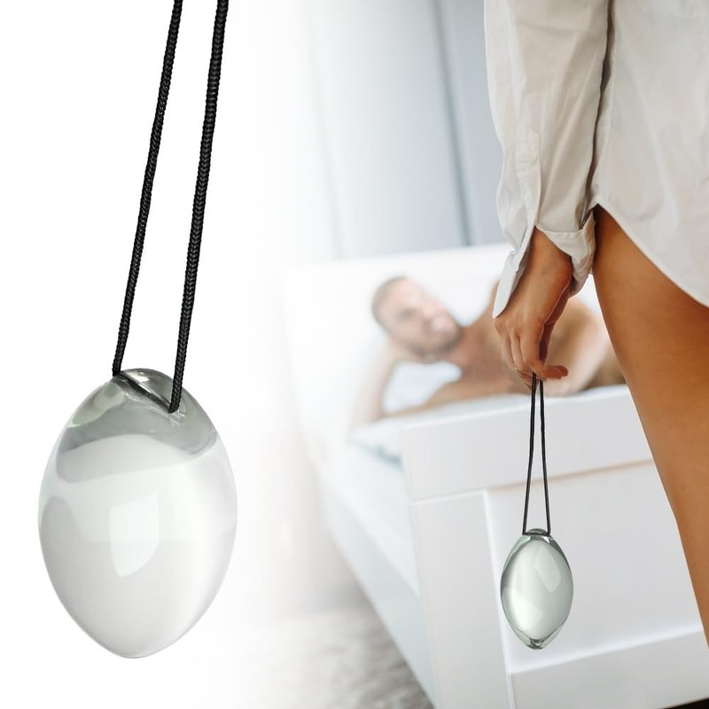 Glass Anal Plugs with Drawstring EggShaped Crystal Butt Plug Prostate Massage... gallery