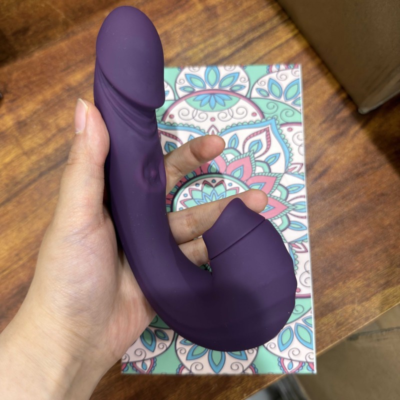 3 IN 1 J-shaped Sucking Patting Vibrator G-spot Dildo Clit Massager Stimulator
