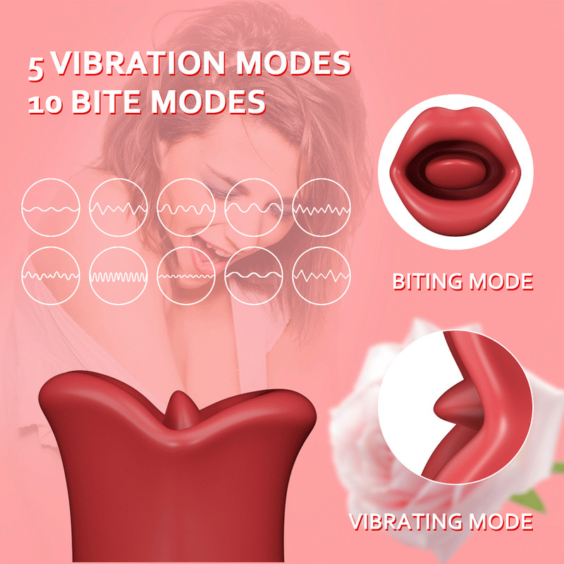 Rose Sucking Vibrator Oral Clit Tongue Licking G-Spot Dildo Sex Toys For Women gallery