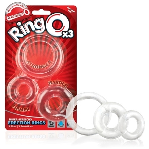 Screaming O RingO x3 Super Stretchy Erection Cock Rings – Clear