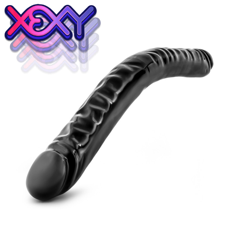 18&Prime; HUGE Double Ended Black Dildo Dong Cock Dick Xexy Adult Sex Toys