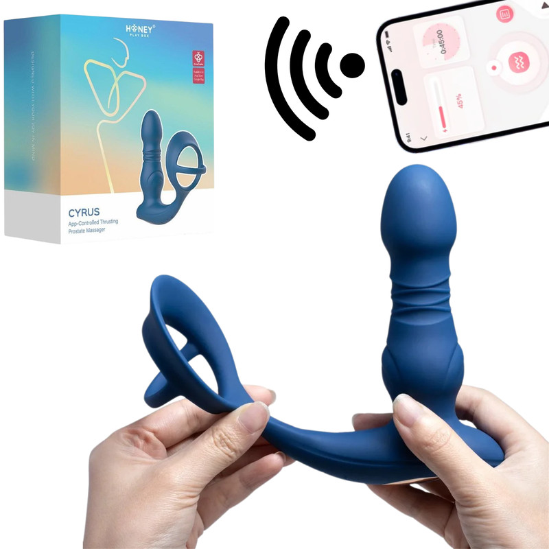 App-Controlled Thrusting Prostate Massager Penis Ring Enhancer Vibrating Plug