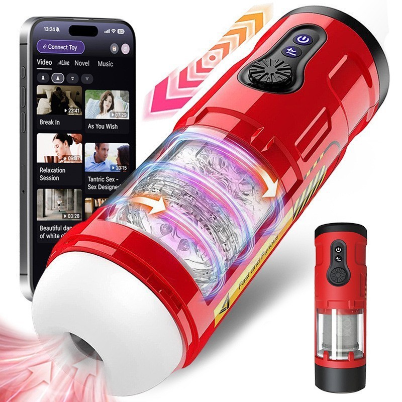 Male Masturbaters Automatic HandsFree Telescopic Cup Rotating Stroker Sex Toys