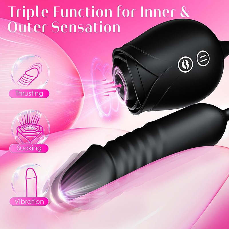 Dildo Vibrator Women Sex Toys - APP Control Rose Sucking Vibrater (Black) gallery