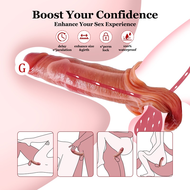 Male Cock Girth Enlarger Enhancer Penis Extension Extender Sheath Sleeve Men US gallery