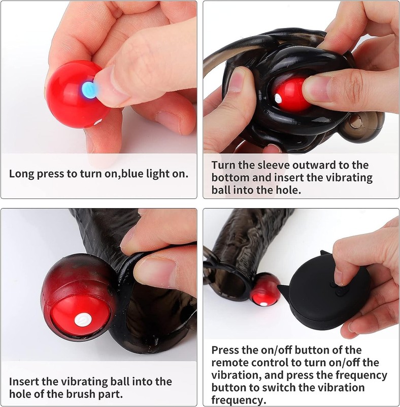 Vibrating Penis Extender Sleeve+Cock Ring 10 Vibration Mode with Remote Control gallery