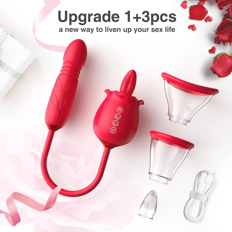 Rose Sex Toy for Women Upgrade Rose Stimulator Tongue Licking Thrusting Vibrator gallery