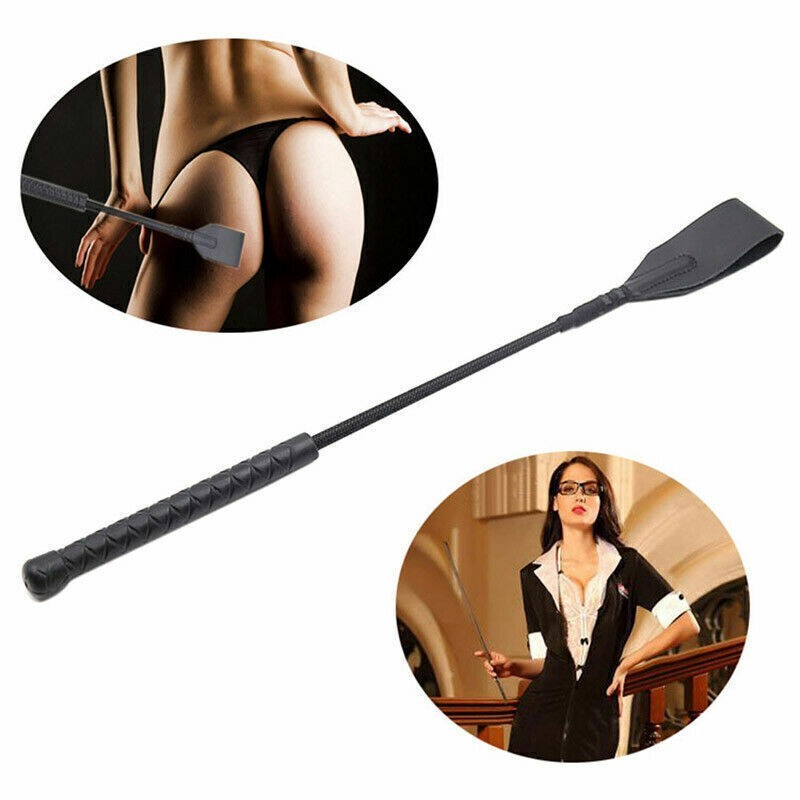 18&Prime; Riding Crop Horse Whip Faux Leather Flogger Horse Bandage Sex Restraint US