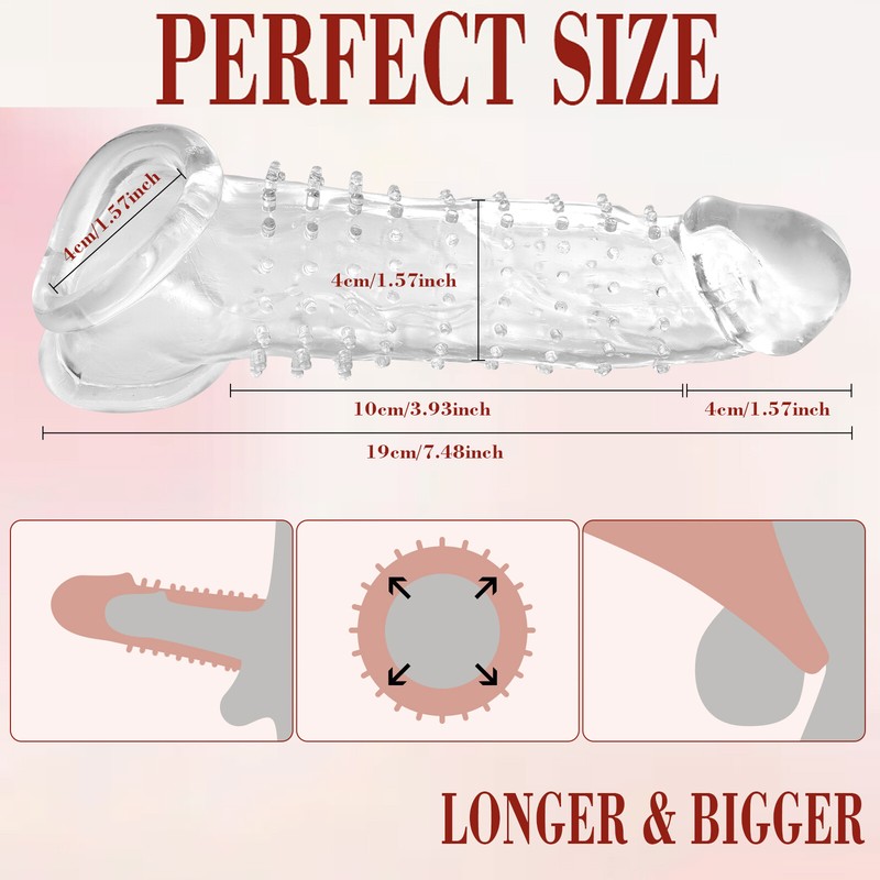 Male Cock-Girth-Enlarger-Enhancer-Penis-Extension-Extender Sheath-Sleeve Sex-Toy