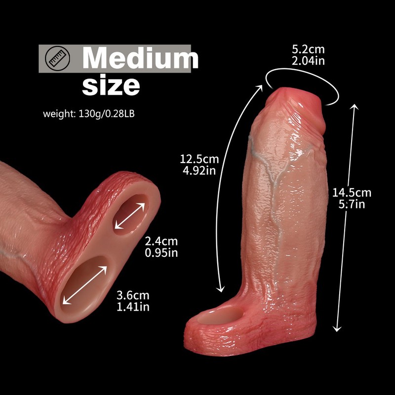 Reusable Penis Sheath Sleeve Men Cock Girth Enlarger Extender Sleeve Open Ended