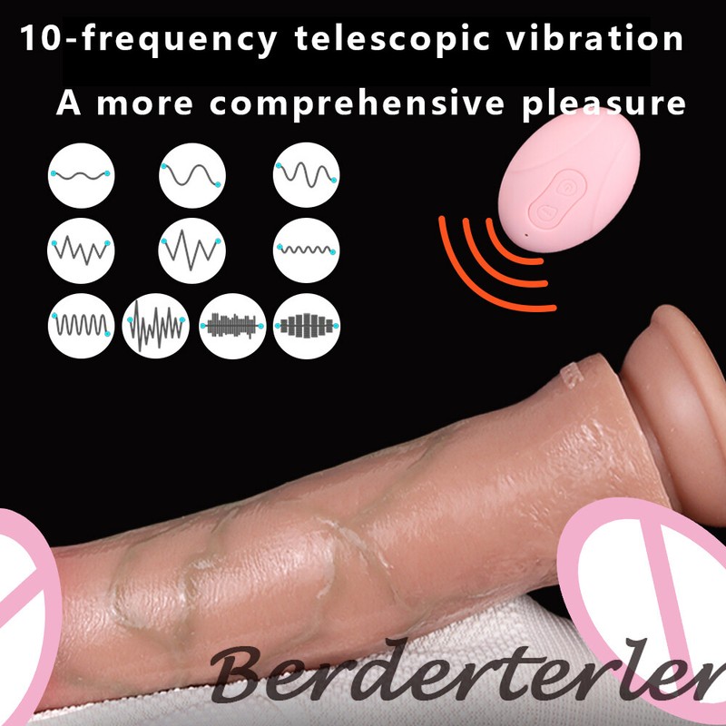 Silicone Thrusting Telescopic Dildo with Sucker Lifelike Skin Feeling Sex Toys gallery