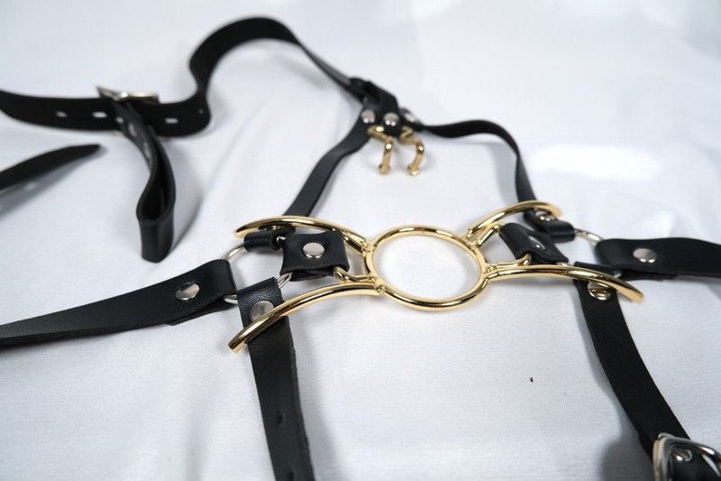 Open Mouth Hook and Nose Hook Gag BDSM Bondage Harness with Hollow Mouth Gag gallery