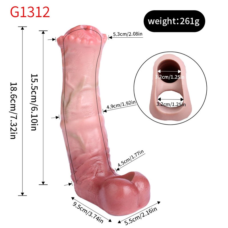 Large Hollow Dildo Realistic Penis Sleeve For Men Silicone Dick Extender Sex Toy