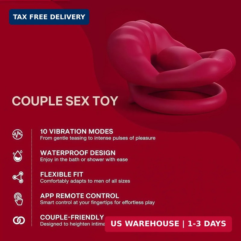 Vibrating Cock Ring with Flexible Tongue Vibrator, Dual Penis Ring with Mouth-Sh gallery
