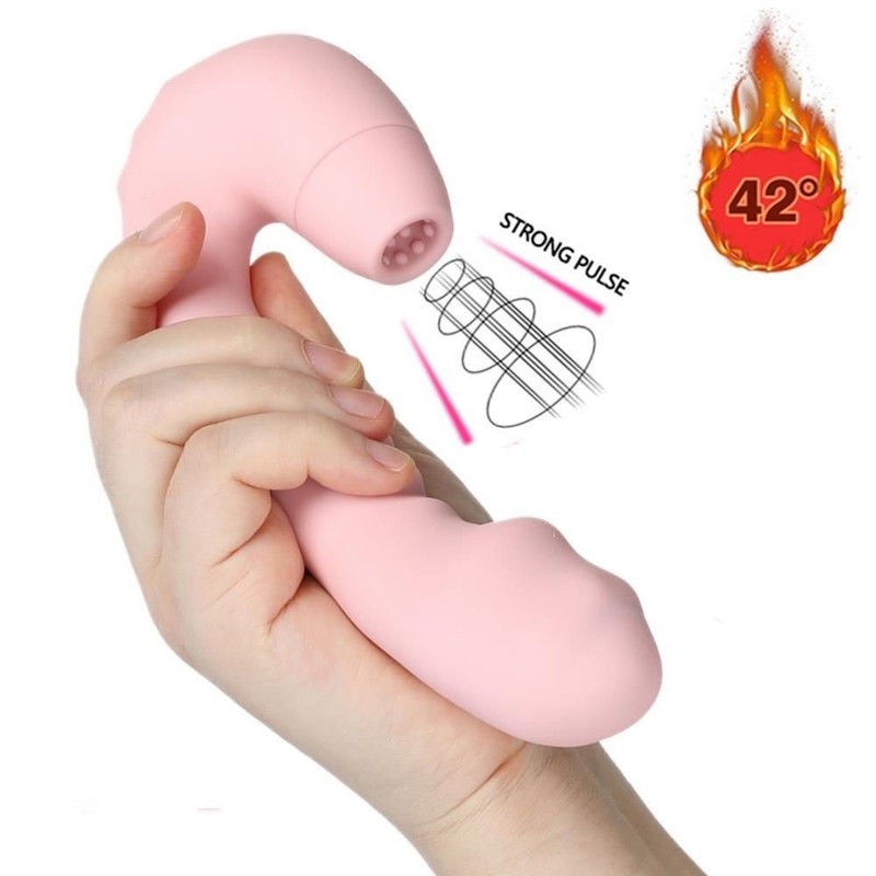 Rechargeable Clitoral Air Sucking Stimulator Rotating Bead G spot Massager Dildo