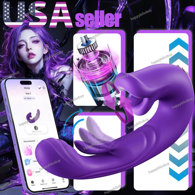 Rose Tongue Licking Sucking Clitoral Vibrator Thrusting Dildo Sex Toys for Women