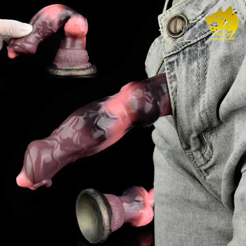 Fantasy Dildo Knot Silicone Fake Penis Pink Black Waterproof Suction Cup Sex Toy