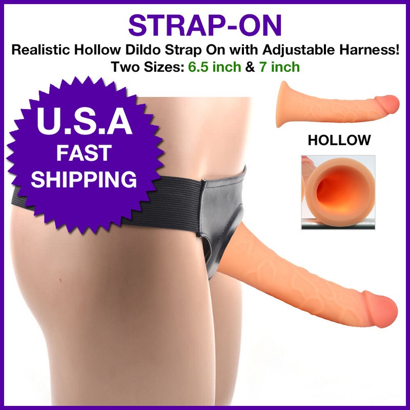 Hollow Strap-On Dildo G-Spot Adult Waterproof Massager Realistic Sex Men Toy