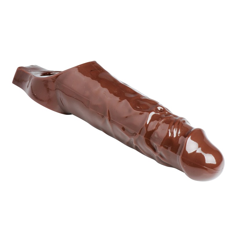 Penis Sheath Realistic Male Vein Extender Girth Enhancer Brown Really Ample