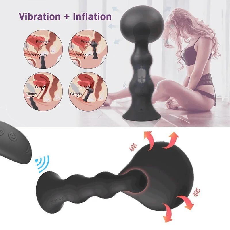Vibrating Butt Plug Inflatable Dildo Prostate Massager Anal Beads Sex Toys gallery