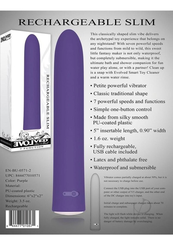7 Function Rechargeable Slim Vibrator - Purple gallery
