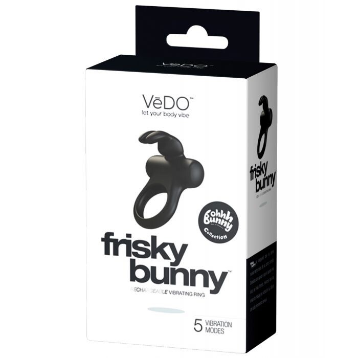 VeDO Frisky Bunny Rechargeable Vibrating Ring – Black Pearl