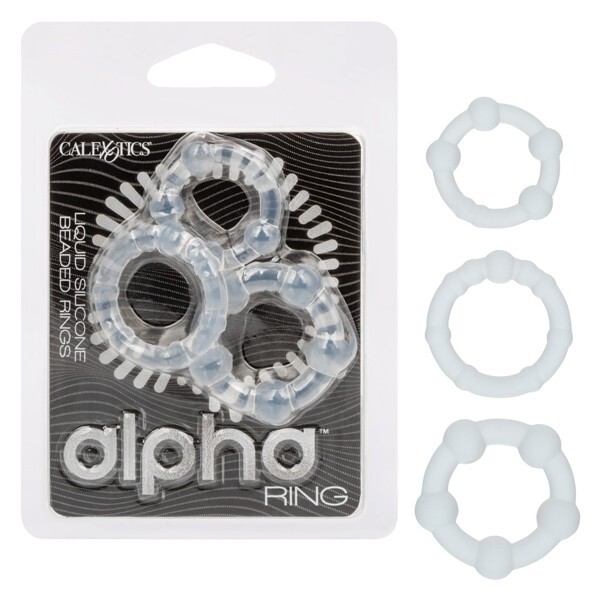 Cal Exotics Alpha Ring Liquid Silicone Beaded Rings 3pk Clear – Penis Cock Ring