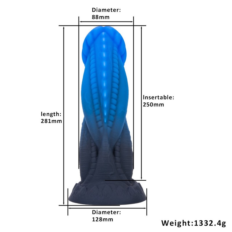 Fantasy Dildo Anal Plug Gradient Blue Silicone with Suction Cup ButtPlug Sex Toy