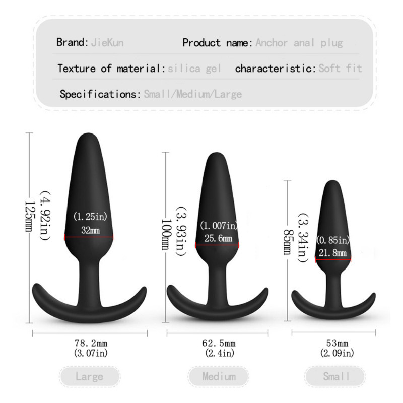 3 PCS Black Silicone Anal Butt Plug Set Trainner Expander Kit G-spot SexToys gallery