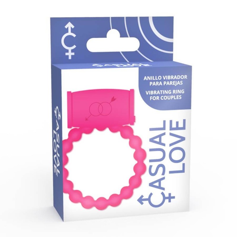 Casual Love Vibrating Ring - Vibrating Phallic Ring with Beads - Pink gallery