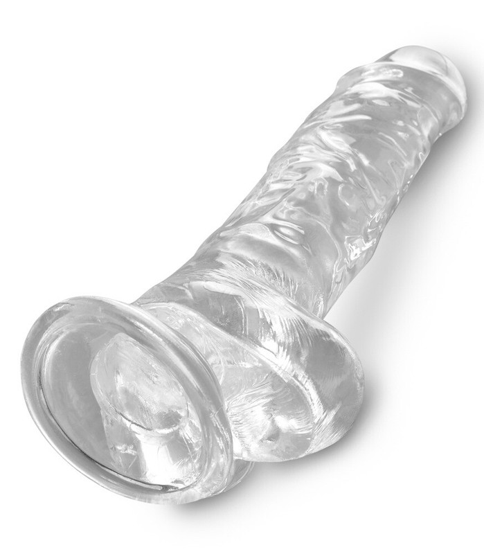 King Cock Clear 8" Cock with Balls & Suction Cup Dildo Clear Silicone TPE gallery