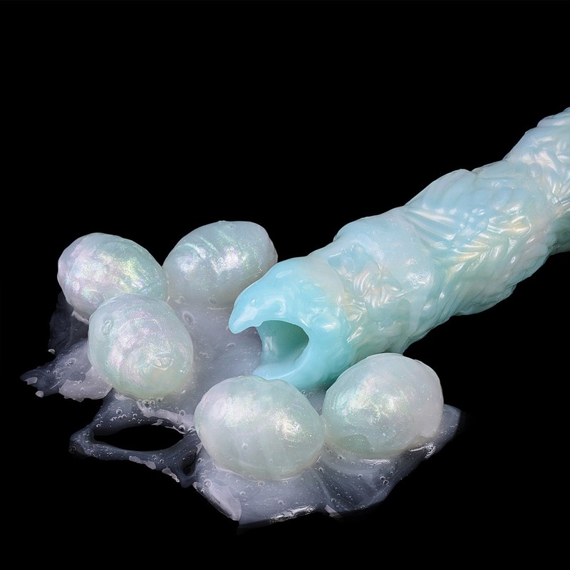 Alien Ovipositor Dildo Hollow Penis with 5 Laying Eggs Silicone Sex Toy Women gallery