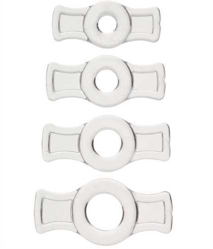 Titanmen Cock Ring 4 Pack Clear – Male Erection Enhancer Delay Sex Toy