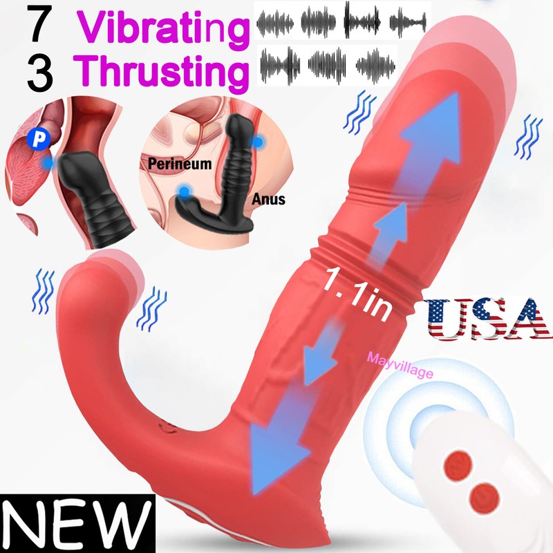 Thrustin Telescopic Anal Plug Dildo Prostate Massager Vibrator Men Women Sex Toy