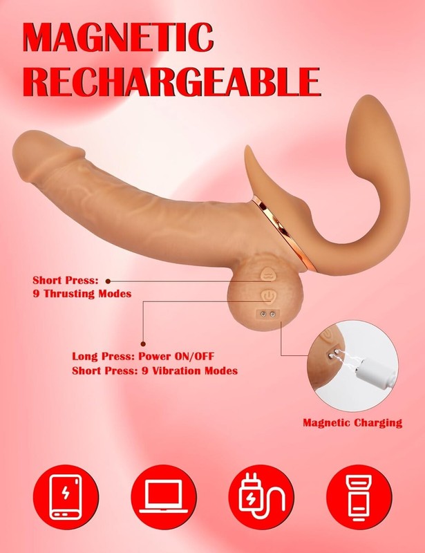 Strapless Strap-on G-spot Vibrator Double Ended Dildo Sex-toys for Lesbian Women gallery
