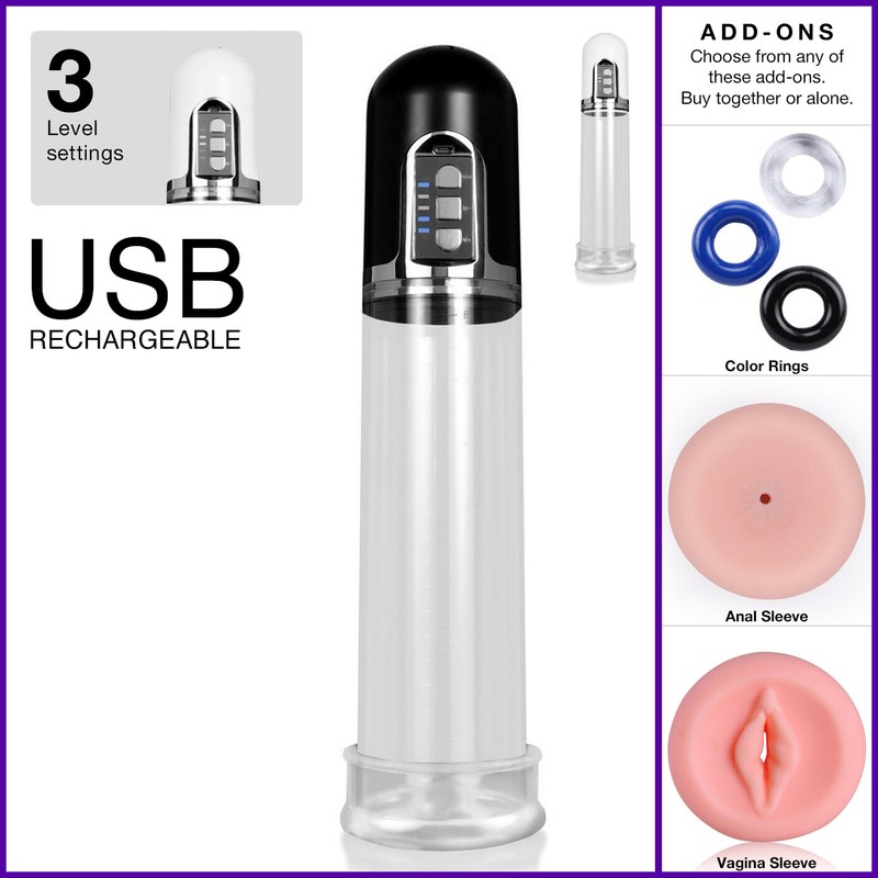 3 Speed Electric Male Penis Pump Enlarger Enlargement Men Delay Sleeve Growth