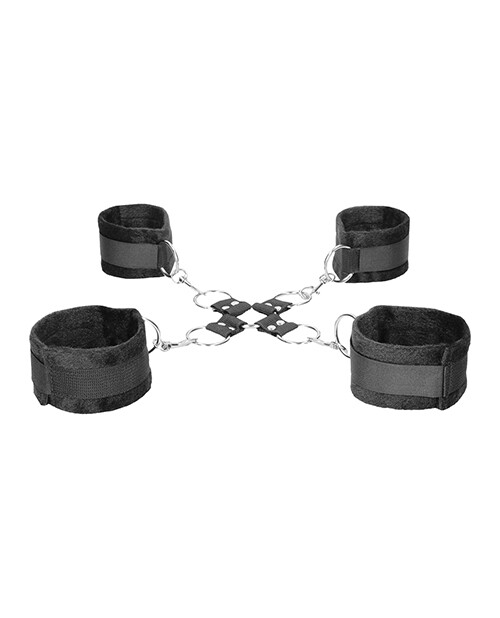 Ouch! Black & White Hogtie Hand And Ankle Cuffs BDSM Bondage Restrain Adjustable gallery