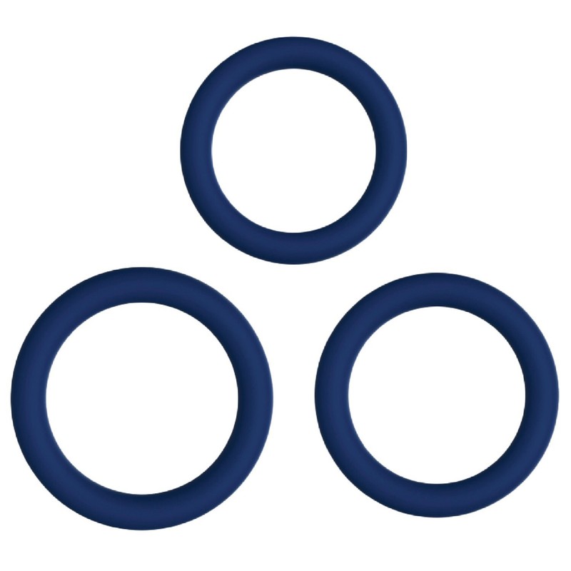 ID Wellness Triple Grip Cock Ring 3PC Set Blue – Silicone Penis Cock Rings