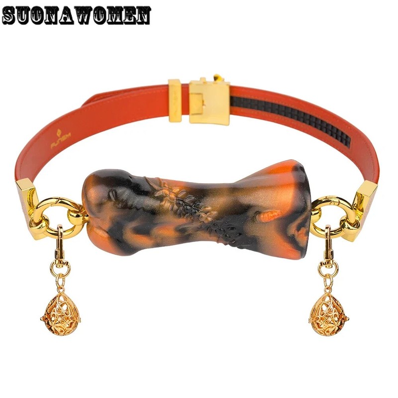 Bondage Gag Genuine Leather Belt Safe Soft Silicone Adult Game Gag Toy For Man gallery