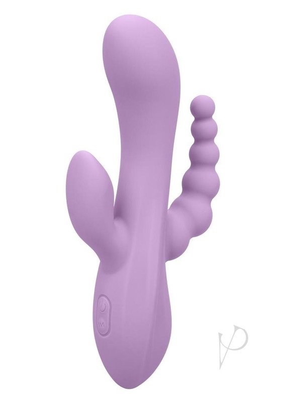 Flex Bend and Hold Triple Rumbler Rechargeable Silicone Vibrator - Purple gallery