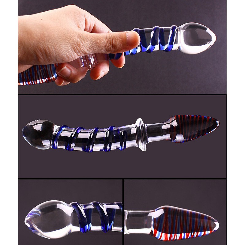 Candy Glass Dildo G-Spot Anal Butt Plug Massager Wand Masturbator Women Sex Toy gallery